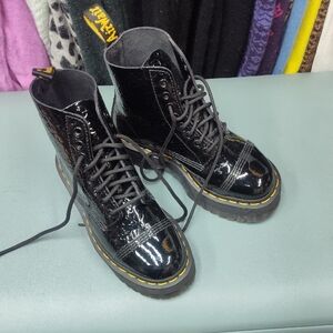 Dr. Martens Black Patent Leather Lace-Up Boots